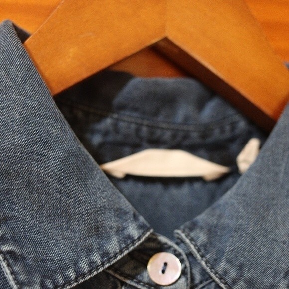 Soft Surroundings Denim Chambrey Jean Shirt Button Down Dress Tencel Small - Picture 4 of 16